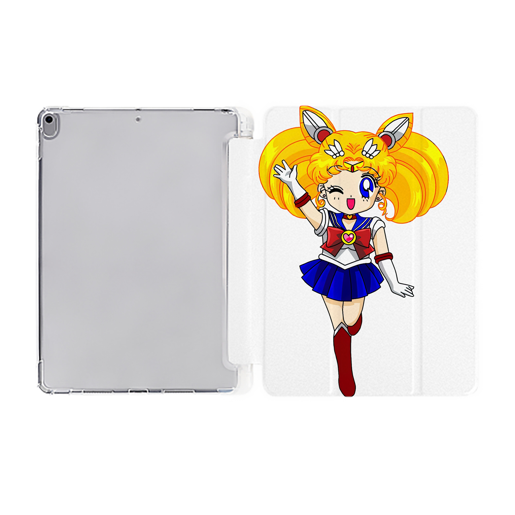 （画像用） 美少女戦士セーラームーン 月野 うさぎ つきの うさぎ Sailor Moon Tsukino Usagi IPad ケース ペン収納付き 三つ折りスタンド PUレザー×シリコン 対応機種9.5/10.5/10.9インチ